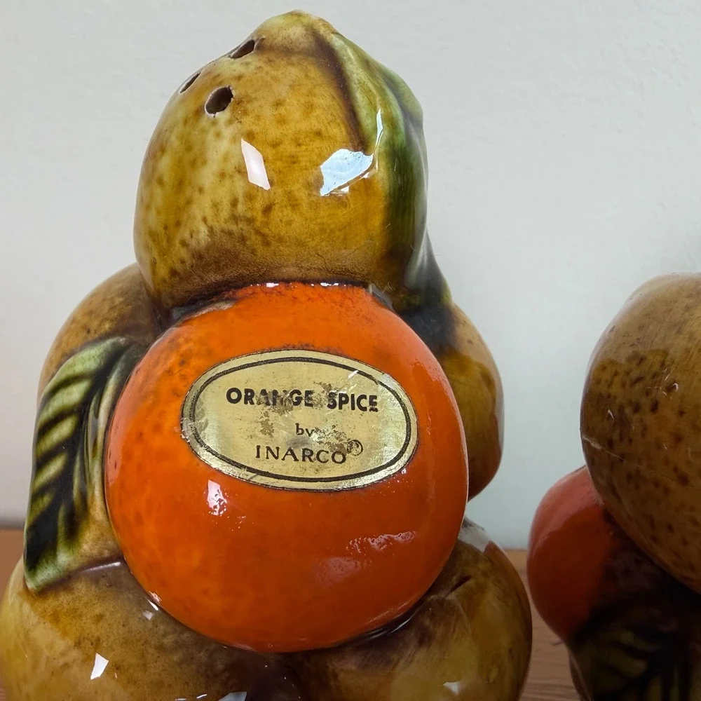 Vintage Inarco Orange Spice Fruit Basket Salt and Pepper Shakers E3356 Japan